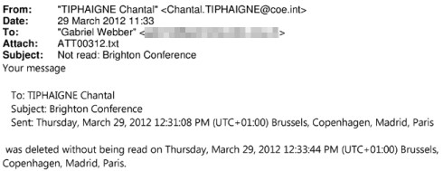 "Your message to Chantal.TIPHAIGNE@coe.int was deleted without being read."
